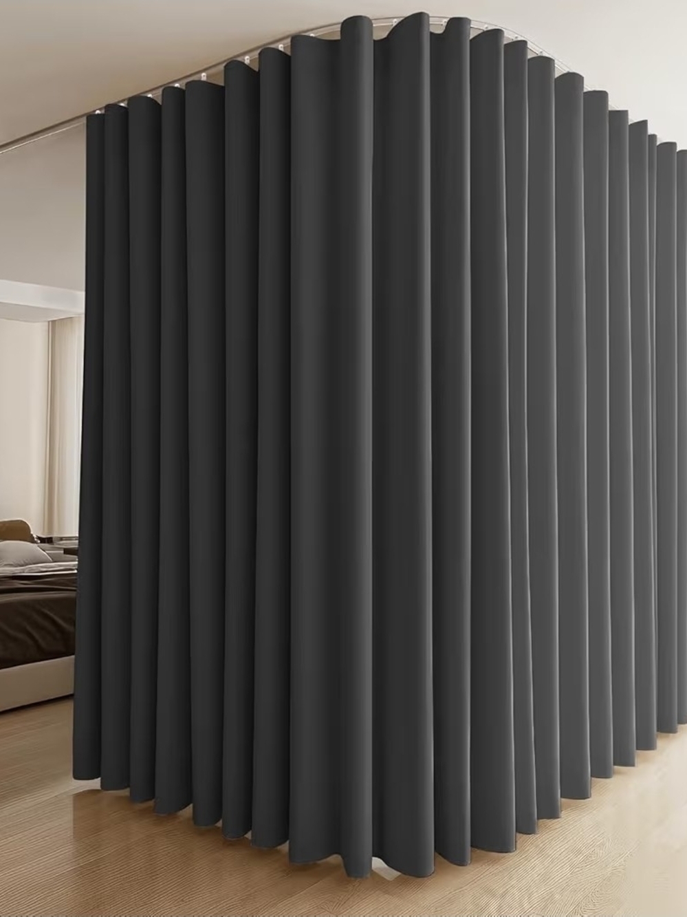 Room Divider Blackout Curtains & Flexible Bendable Tracks Set